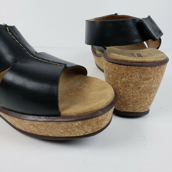 Clarks Womens US 10 Rosemund Dune Platform Sandals Black Slingback Hook And Loop - Picture 11 of 12